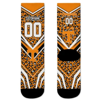 Tennessee Volunteers Socks Personalized Leopard Print Orange Black Best Selling