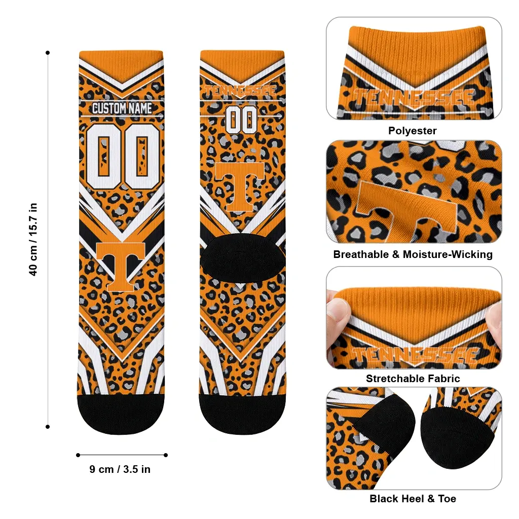 Tennessee Volunteers Socks Personalized Leopard Print Orange Black High Quality Tennessee Volunteers Socks Personalized Leopard Print Orange Black High Quality