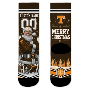 Tennessee Volunteers Socks Personalized Snowy Scene Orange White Best Selling