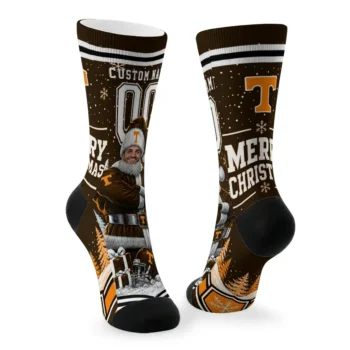 Tennessee Volunteers Socks Personalized Snowy Scene Orange White Fashion Forward