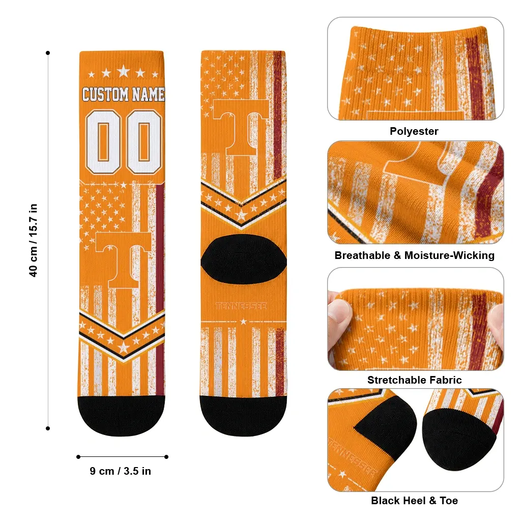 Tennessee Volunteers Socks Personalized Star Stripes Orange White High Quality Tennessee Volunteers Socks Personalized Star Stripes Orange White High Quality