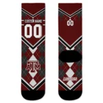 Texas Am Aggies Socks Custom Argyle Pattern Maroon Best Selling