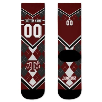 Texas Am Aggies Socks Custom Argyle Pattern Maroon Best Selling