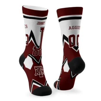 Texas Am Aggies Socks Custom Arrow Blocks Maroon Fashion Forward