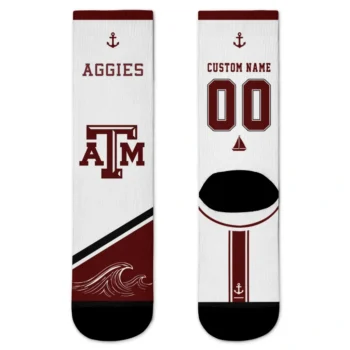 Texas Am Aggies Socks Custom Nautical Icons Maroon White Best Selling