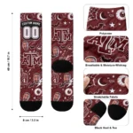 Texas Am Aggies Socks Custom Scattered Icons Maroon Best Selling