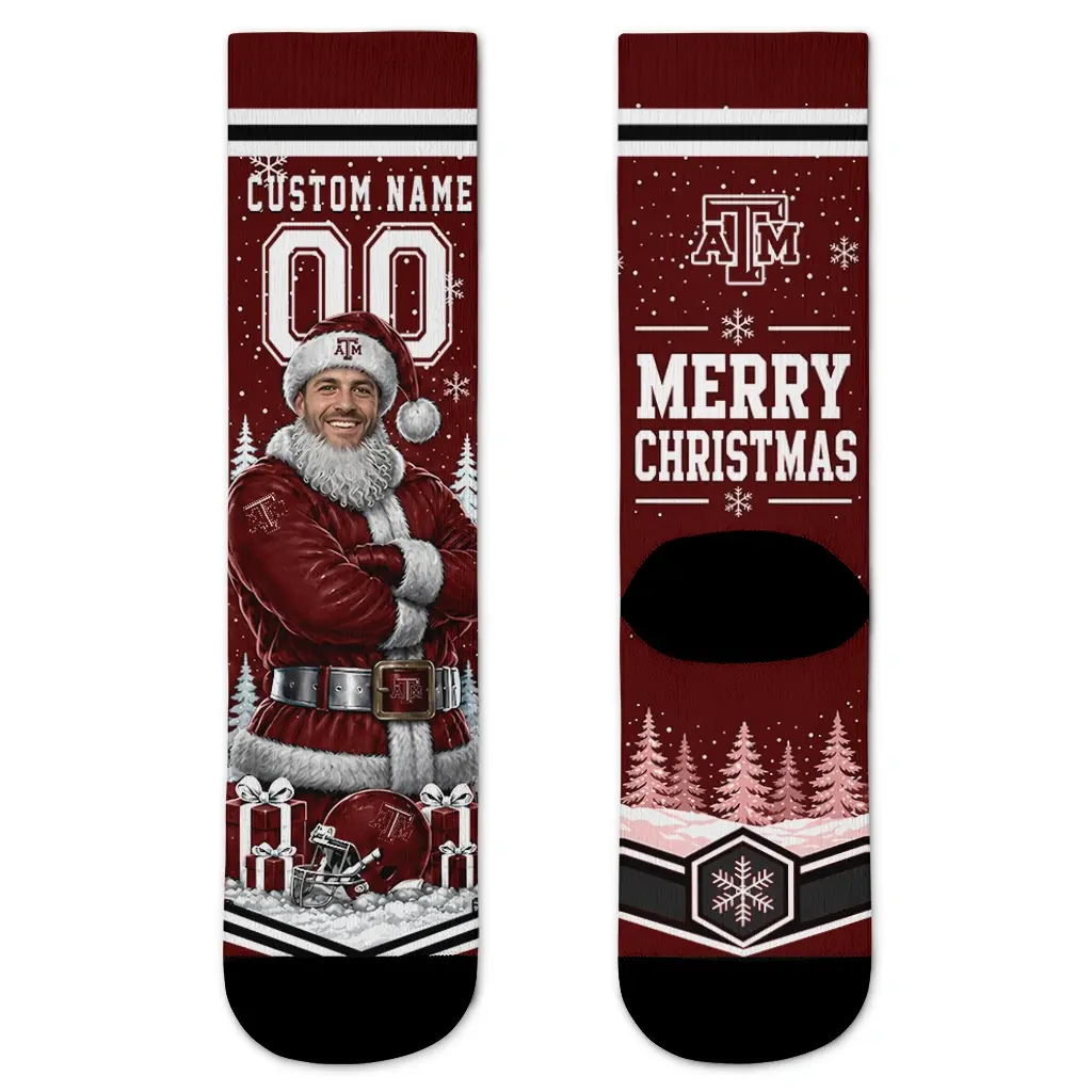 Texas Am Aggies Socks Custom Snowy Scene Maroon White Best Selling Texas Am Aggies Socks Custom Snowy Scene Maroon White Best Selling