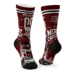 Texas Am Aggies Socks Custom Snowy Scene Maroon White Best Selling
