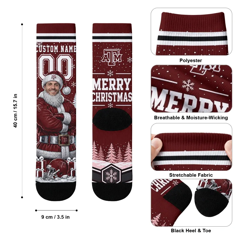 Texas Am Aggies Socks Custom Snowy Scene Maroon White High Quality Texas Am Aggies Socks Custom Snowy Scene Maroon White High Quality