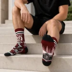 Texas Am Aggies Socks Custom Snowy Scene Maroon White Best Selling