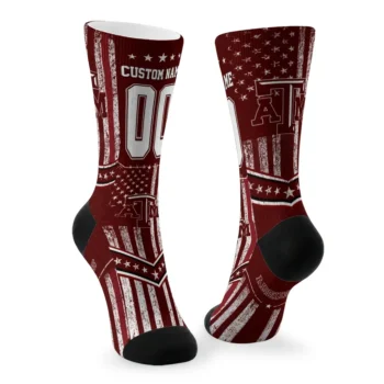 Texas Am Aggies Socks Custom Star Stripes Maroon White Fashion Forward