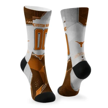 Texas Longhorns Socks Personalized Geometric Tech Orange Fashion Forward