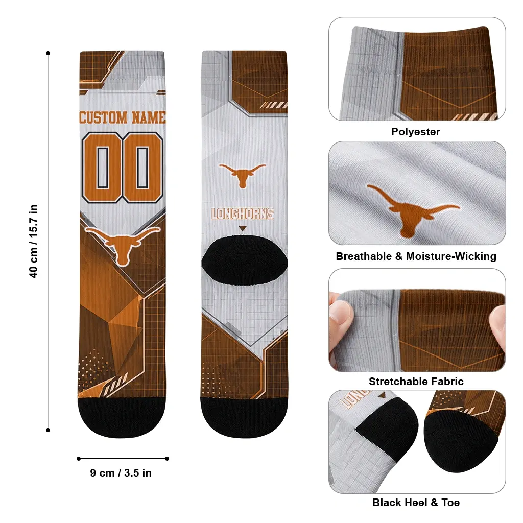 Texas Longhorns Socks Personalized Geometric Tech Orange High Quality Texas Longhorns Socks Personalized Geometric Tech Orange High Quality