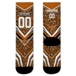 Texas Longhorns Socks Personalized Leopard Print Orange Black Best Selling