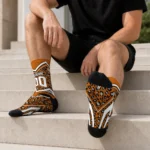 Texas Longhorns Socks Personalized Leopard Print Orange Black Best Selling