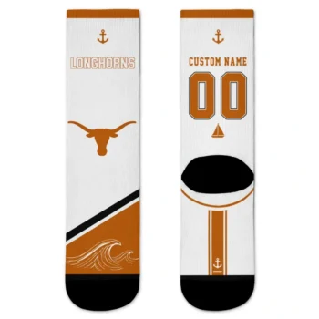 Texas Longhorns Socks Personalized Nautical Icons Orange White Best Selling