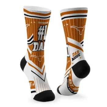 Texas Longhorns Socks Personalized Pinstripe Chevron Orange White Fashion Forward