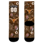 Texas Longhorns Socks Personalized Scattered Icons Orange Best Selling
