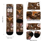 Texas Longhorns Socks Personalized Scattered Icons Orange Best Selling
