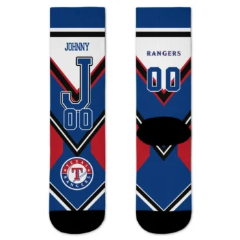 Texas Rangers Socks Custom Arrow Blocks Blue Best Selling