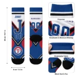 Texas Rangers Socks Custom Arrow Blocks Blue Best Selling