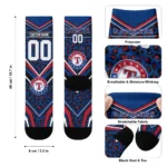 Texas Rangers Socks Custom Leopard Print Blue Black Best Selling
