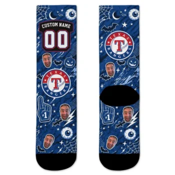 Texas Rangers Socks Customized Scattered Icons Blue Best Selling