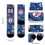 Texas Rangers Socks Customized Scattered Icons Blue Best Selling