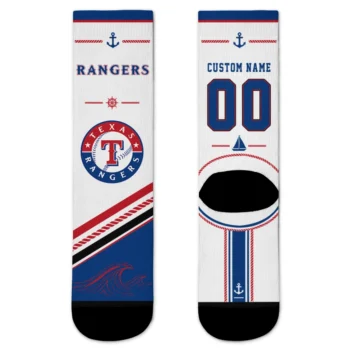 Texas Rangers Socks - Personalized Nautical Icons Blue White