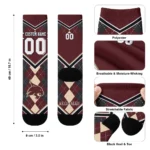 Texas State Bobcats Socks Custom Argyle Pattern Maroon Best Selling