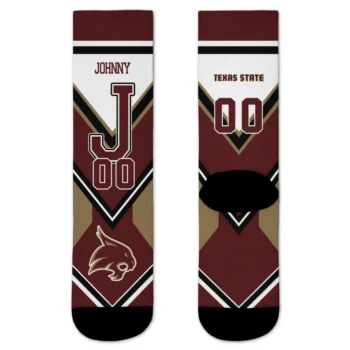 Texas State Bobcats Socks Custom Arrow Blocks Maroon Best Selling