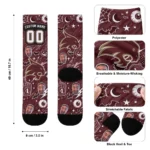 Texas State Bobcats Socks Custom Scattered Icons Maroon Best Selling