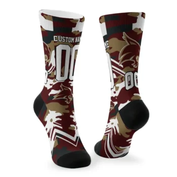 Texas State Bobcats Socks Custom Woodland Camo Maroon Fashion Forward
