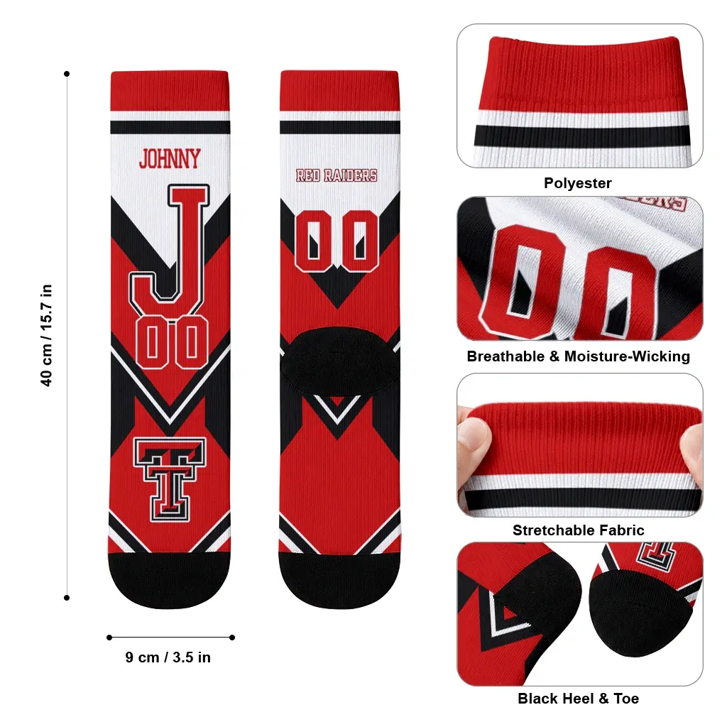 Texas Tech Red Raiders Socks Customized Arrow Blocks Red High Quality Texas Tech Red Raiders Socks Customized Arrow Blocks Red High Quality