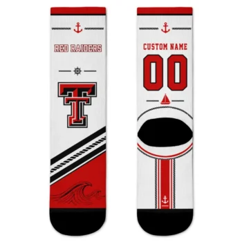 Texas Tech Red Raiders Socks Customized Nautical Icons Red White Best Selling