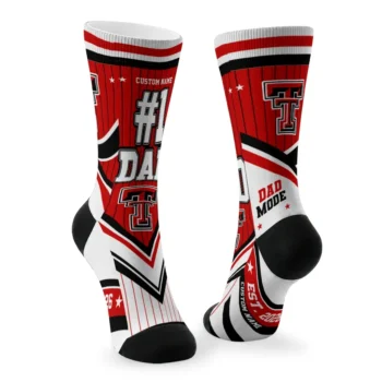 Texas Tech Red Raiders Socks Customized Pinstripe Chevron Red White Fashion Forward