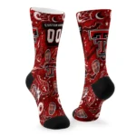 Texas Tech Red Raiders Socks Customized Scattered Icons Red Best Selling