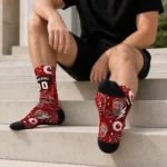 Texas Tech Red Raiders Socks Customized Scattered Icons Red Best Selling