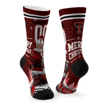 Texas Tech Red Raiders Socks Customized Snowy Scene Red White Fashion Forward