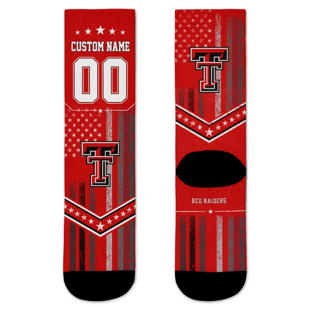 Texas Tech Red Raiders Socks Customized Star Stripes Red White Best Selling Texas Tech Red Raiders Socks Customized Star Stripes Red White Best Selling