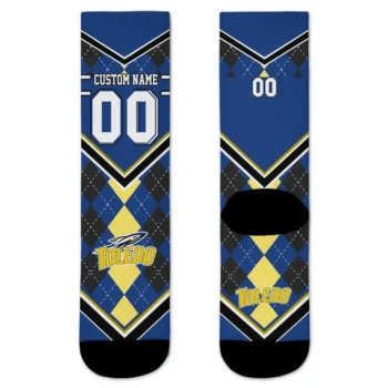 Toledo Rockets Socks Custom Argyle Pattern Blue Best Selling
