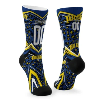 Toledo Rockets Socks Custom Leopard Print Blue Black Fashion Forward