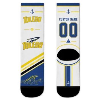 Toledo Rockets Socks Custom Nautical Icons Blue White Best Selling