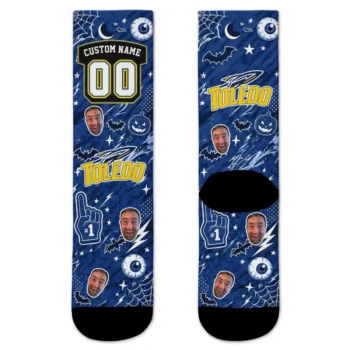 Toledo Rockets Socks Custom Scattered Icons Blue Best Selling
