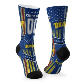 Toledo Rockets Socks Custom Star Stripes Blue White Fashion Forward