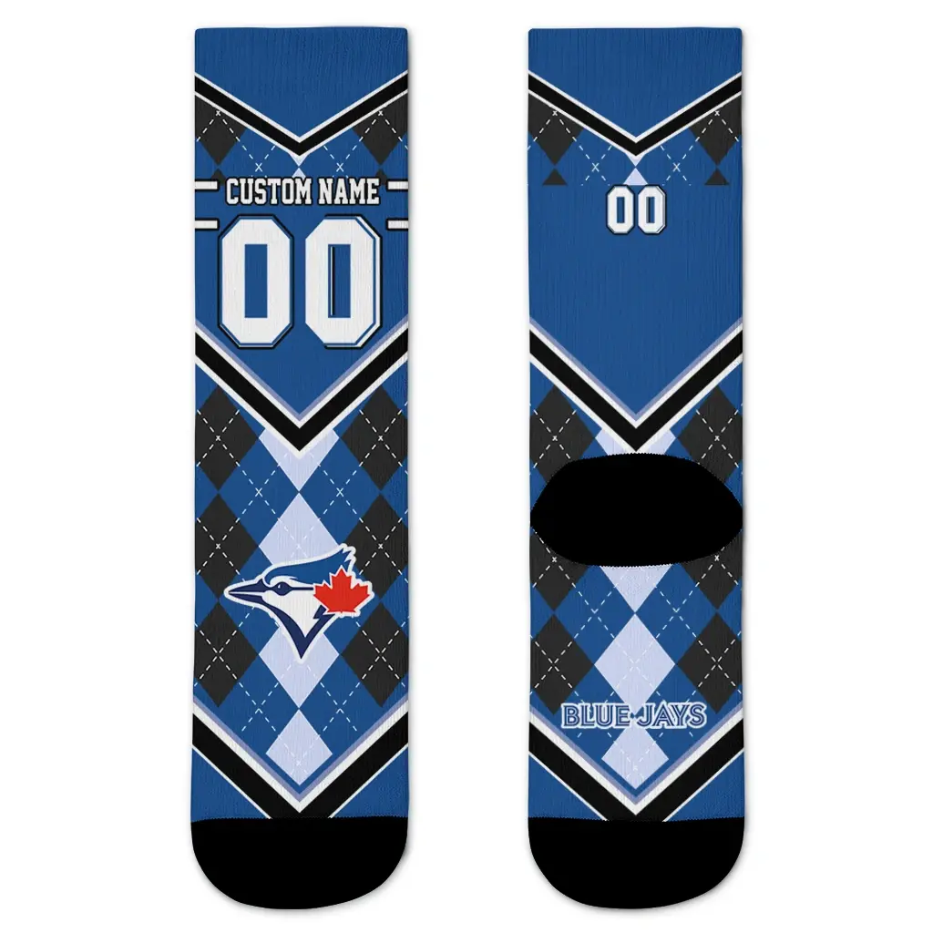 Toronto Blue Jays Socks Custom Argyle Pattern Blue Best Selling Toronto Blue Jays Socks Custom Argyle Pattern Blue Best Selling