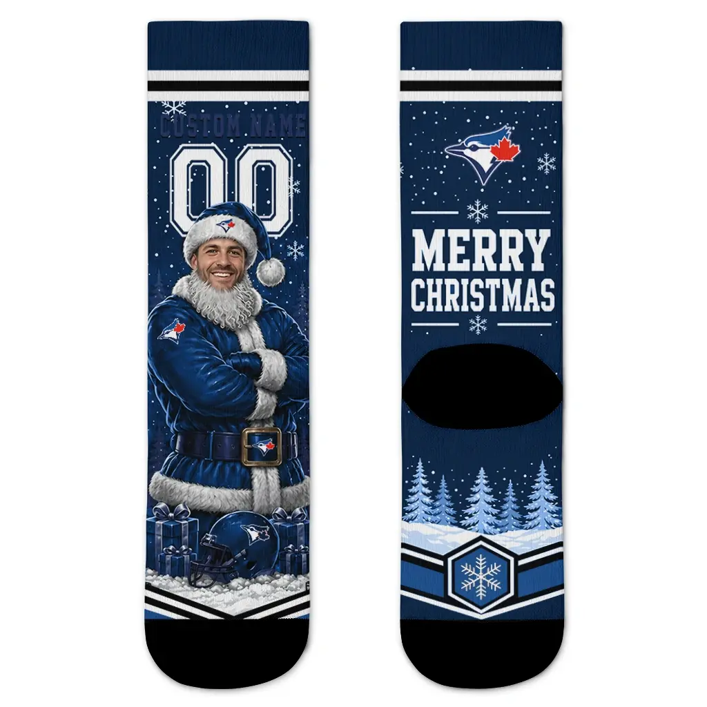 Toronto Blue Jays Socks Custom Snowy Scene Blue White Best Selling Toronto Blue Jays Socks Custom Snowy Scene Blue White Best Selling