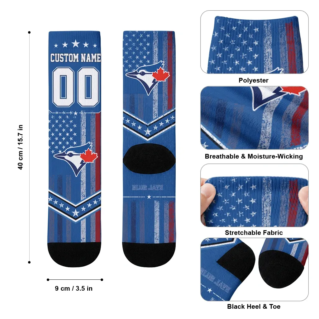 Toronto Blue Jays Socks Custom Star Stripes Blue White High Quality Toronto Blue Jays Socks Custom Star Stripes Blue White High Quality