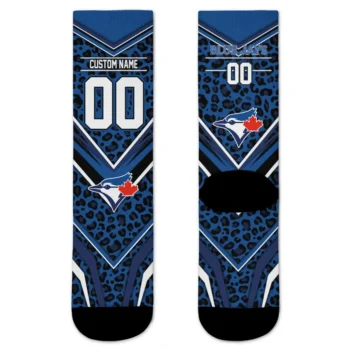 Toronto Blue Jays Socks Customized Leopard Print Blue Black Best Selling