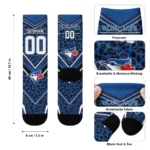 Toronto Blue Jays Socks Customized Leopard Print Blue Black Best Selling